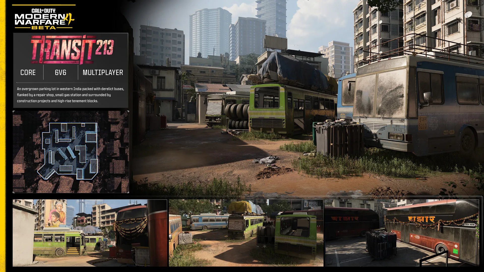 Official Modern Warfare 4 beta briefing for Transit 213, a 6v6 core map